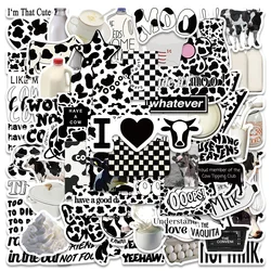 65PCS Ins Style Black White Check Cow Milk Stickers Aesthetic Car Motorcycle Luggage Guitar Skateboard Sticker Decal Sticker