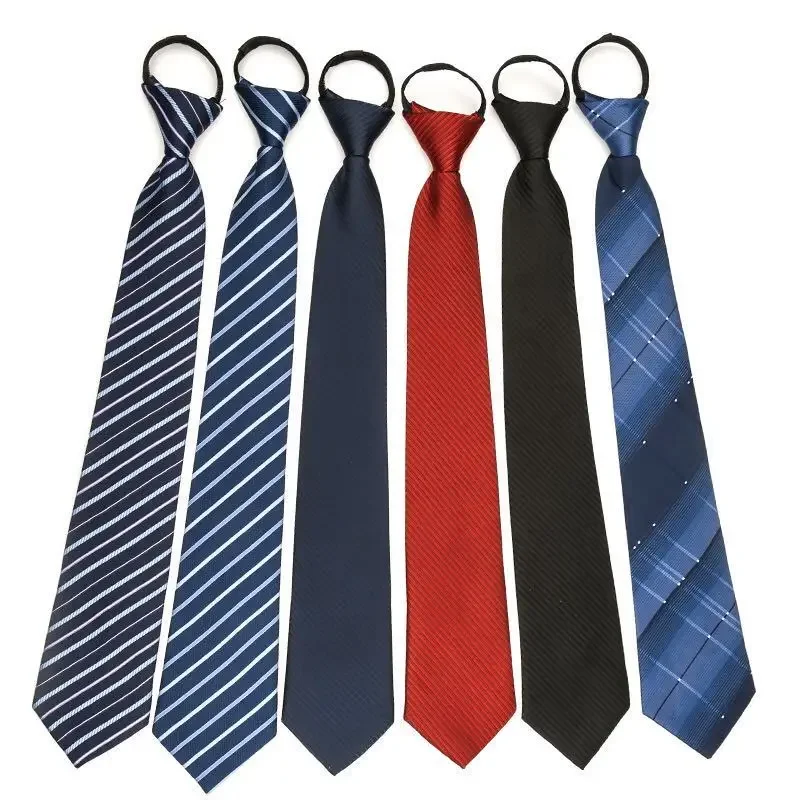 

Tie 8CM men's formal business red black student professional wedding groom lazy zipper tie