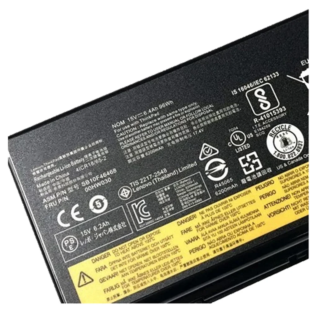 15V 96Wh 00HW030 01AV451 SB10F46468 Battery For Lenovo ThinkPad P70 P71 P72 20ER003QGE 20HK0003GE