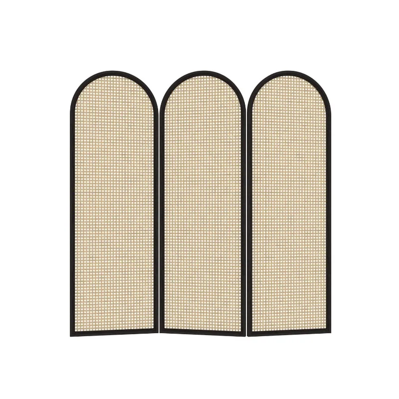 

Solid wood rattan folding screen blocking partition famous hotel office foldable simple partition