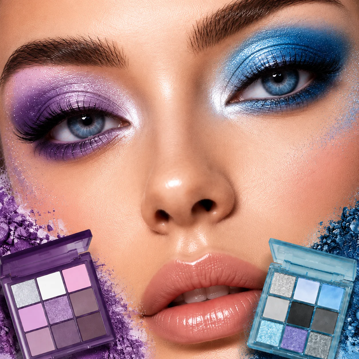 JUJU Dream Eyeshadow Palette Glitter Shimmer Matte Blue Purple Pigment Long Lasting Waterproof Eye Makeup