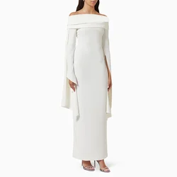 Customized Elegant Women's Evening Dress Off the Shoulder Prom Dress Maxi Long Sleeves Sheath Formal Party Dress 2026