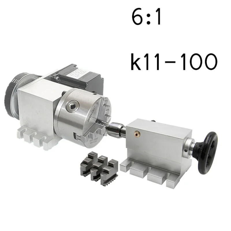 

Nema34 Stepper Motor (4:1) Nema 23 (6:1) K12-100mm 4-Jaw Chuck CNC 4th Axis A Aixs Rotary Axis+tailstock for Cnc Router