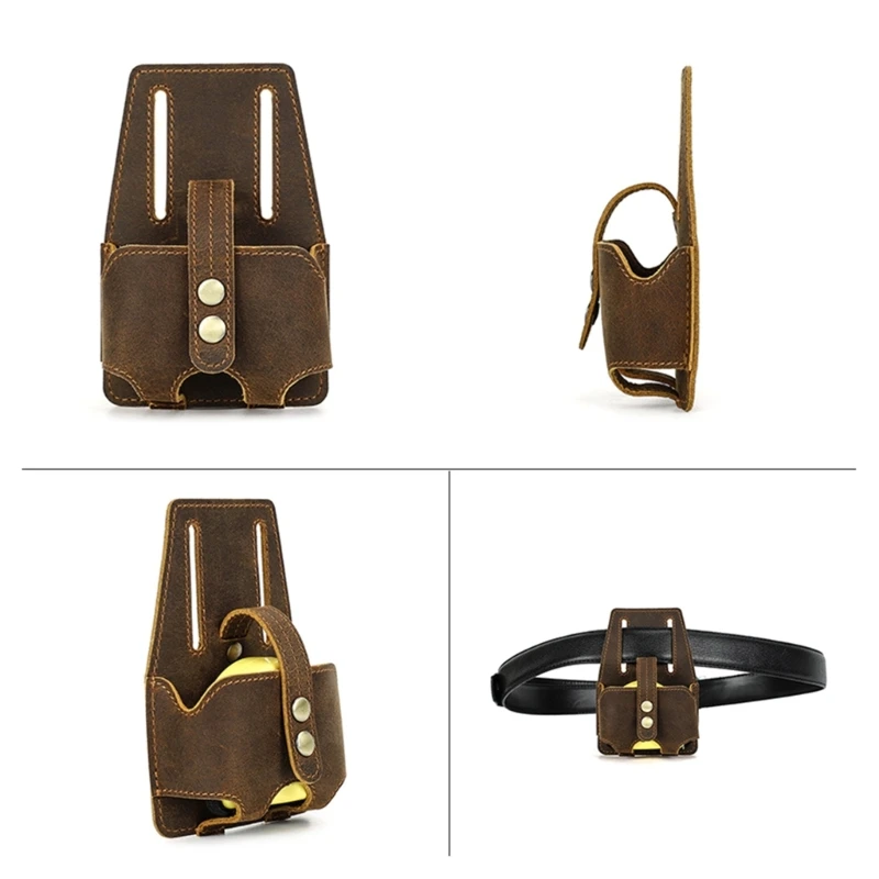 Handy Leather Bag with Waist Belt Attachment Belt Bag for 5m Steel Tape Measure