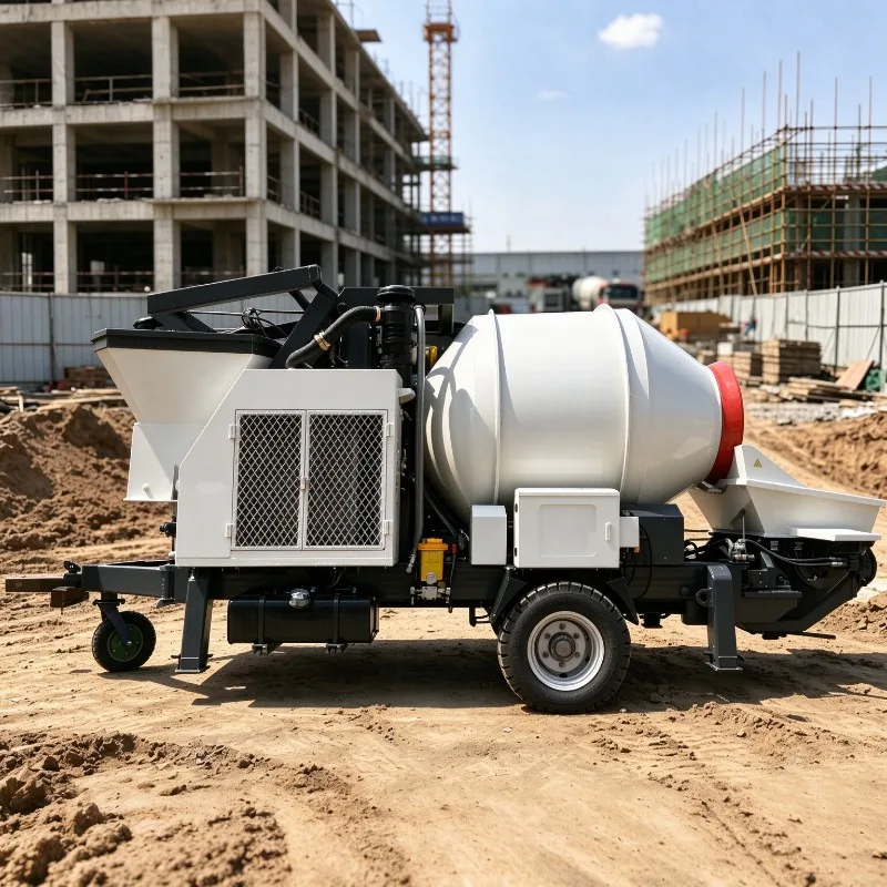 Trailer Concrete Pump Diesel Engine Enlarged Discharge Port Prevent Blockage High Efficiency Concrete Pump For Construction