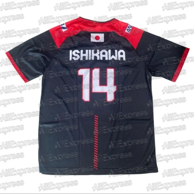 

Популярный японский волейбольный трикотаж 2025 года, мужская и женская одежда Ishikawa No 14, спортивная повседневная дышащая быстросохнущая дышащая свободная футболка