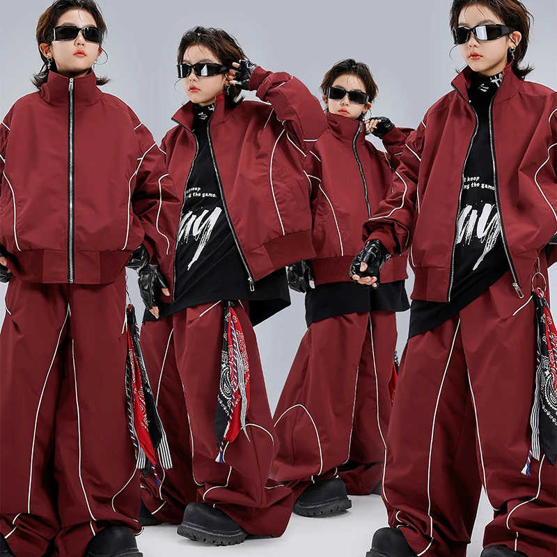 

Одежда в стиле хип-хоп для мальчиков, современная куртка, брюки-карго для уличных танцев, костюмы-карго для девочек, K-pop, джазовые костюмы, комплект детской одежды, детская уличная одежда