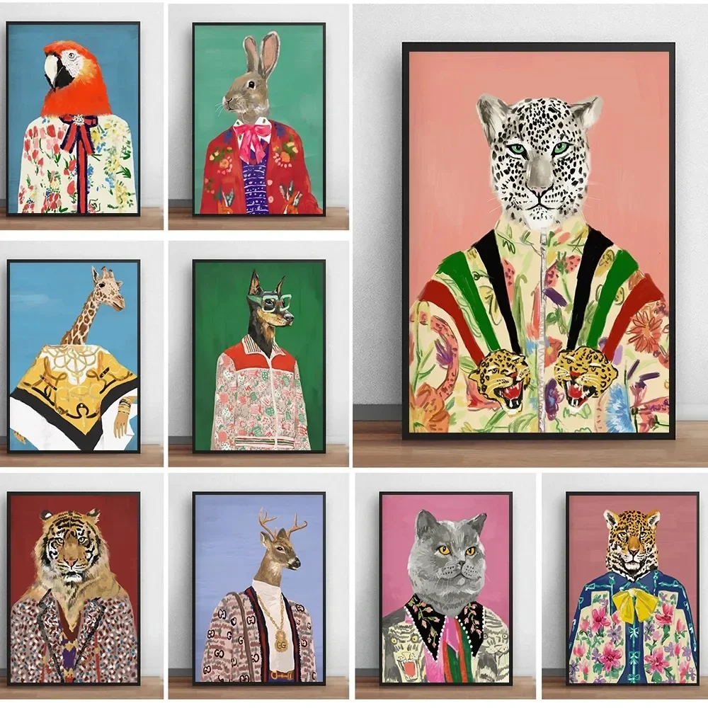Fashion Leopard Tiger Portrait Posters Luxury Brand Animals Canvas Painting and Prints Nordic Wall Art Picture for Living Room