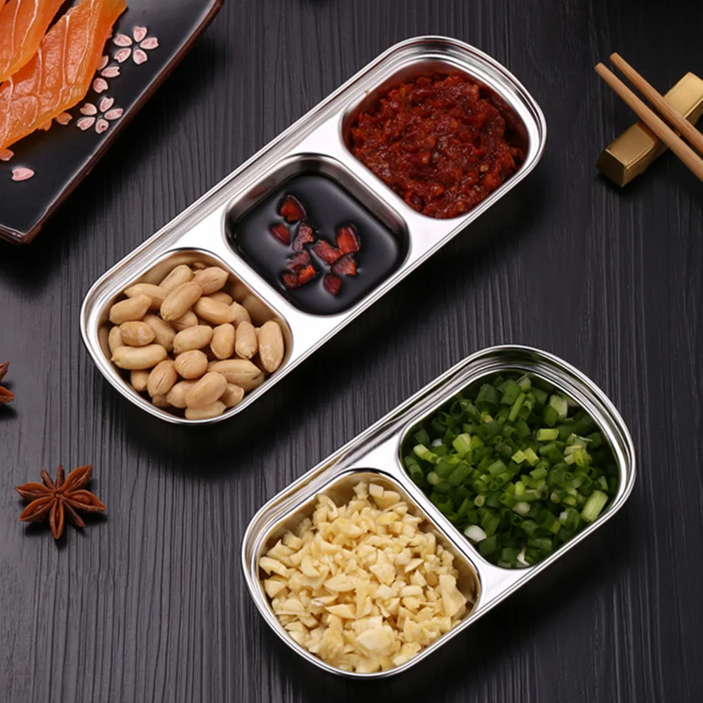 

2pcs Seasoning Dishes Square Multi Cell Flavor Dishes Kitchen Condiment Plates Space Saving Easy Clean For BBQ Picnic Indoor