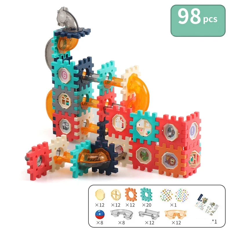 Marmo Run Race Track Building Blocks Giocattoli Per I Bambini Labirinto Rolling Ball Imbuto Diapositiva Mattoni Educazione Costruire Giocattoli Labirinto STEM