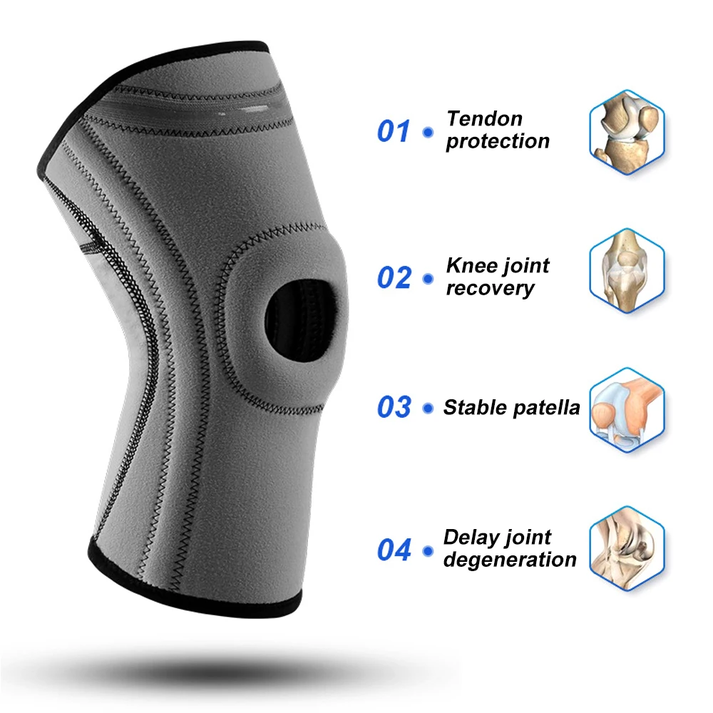 1 PCS Sports Knee Brace for Knee Pain, Knee Support with Patella Sponge Pad & Side Stabilizers, Medical Knee Compression Sleeves