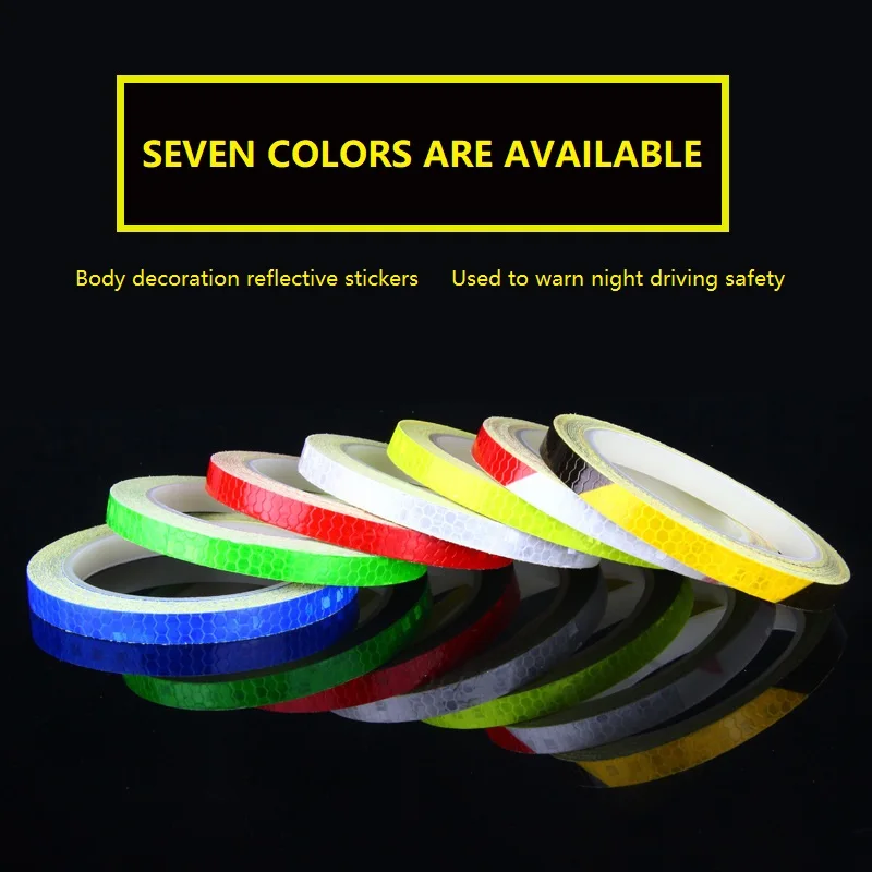 1cm*8m Bike Stickers Reflective Tape Fluorescent MTB Bike Bicycle Strips Cycling MTB Tapes for Bicycle Helmet Motorcycle Scooter