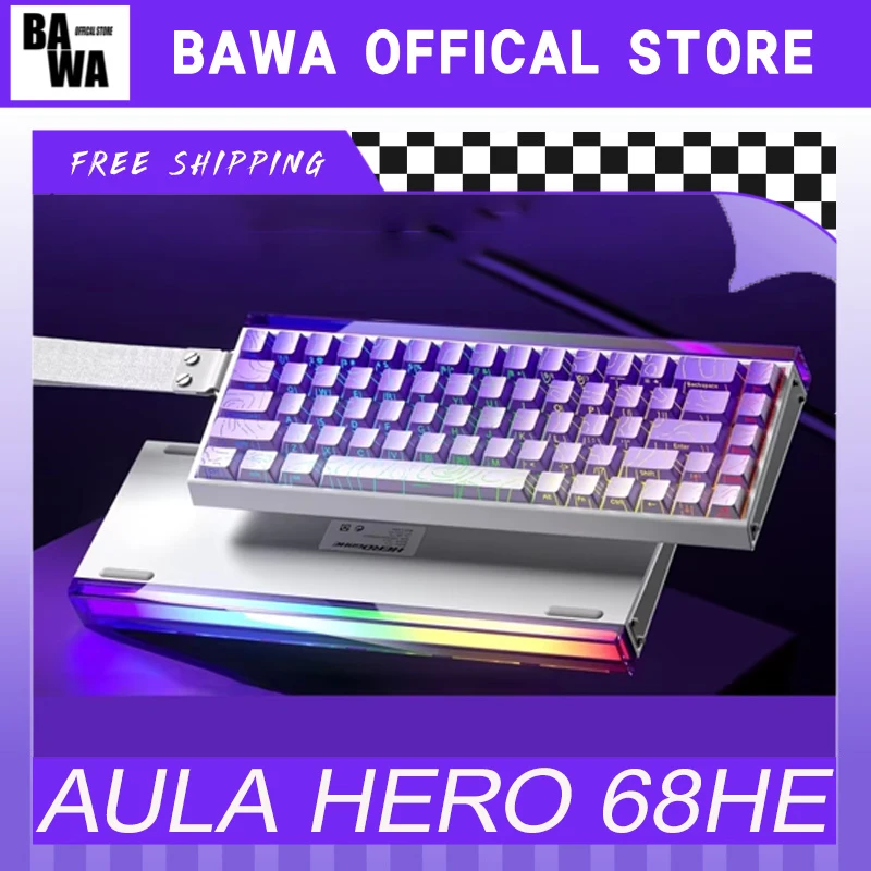 AULA HERO 68HE Magnetic Keyboard HERO 68 HE Wired RGB Hot Swap Esports Gaming Mechanical Keyboard Custom Computer Accessories