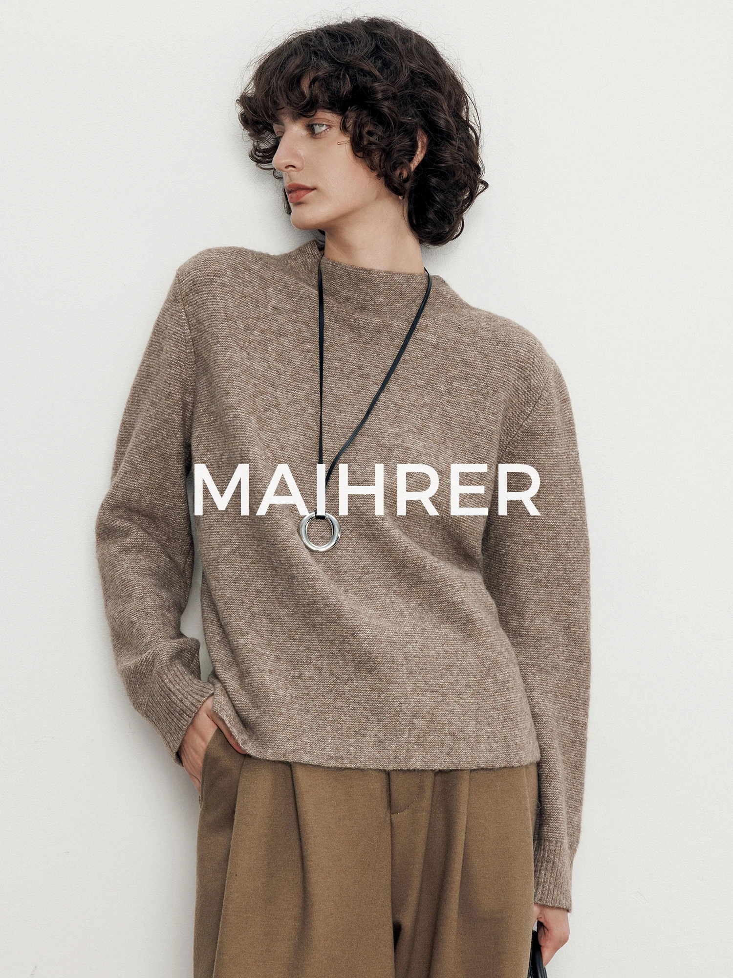 

Теплый женский свитер Maiher из смесовой шерсти с круглым вырезом, свободного кроя, повседневный, из полиэфирного волокна, с длинными рукавами, для зимы