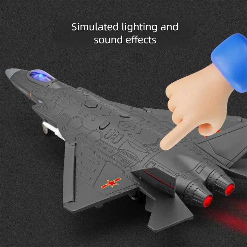 J-31 Stealth Fighter Military Toys Aircraft Model Alloy Diecast Sound Pull Back Simulation Plane Models For Boys Gift With Stand