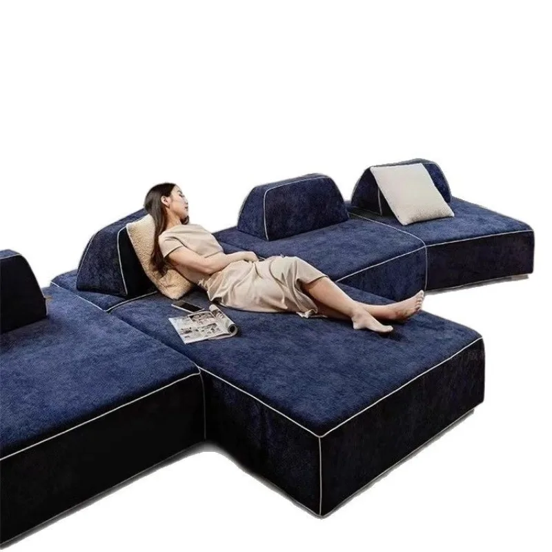 

Italian minimalist creative design double-sided sitting fabric sofa light luxury cream style