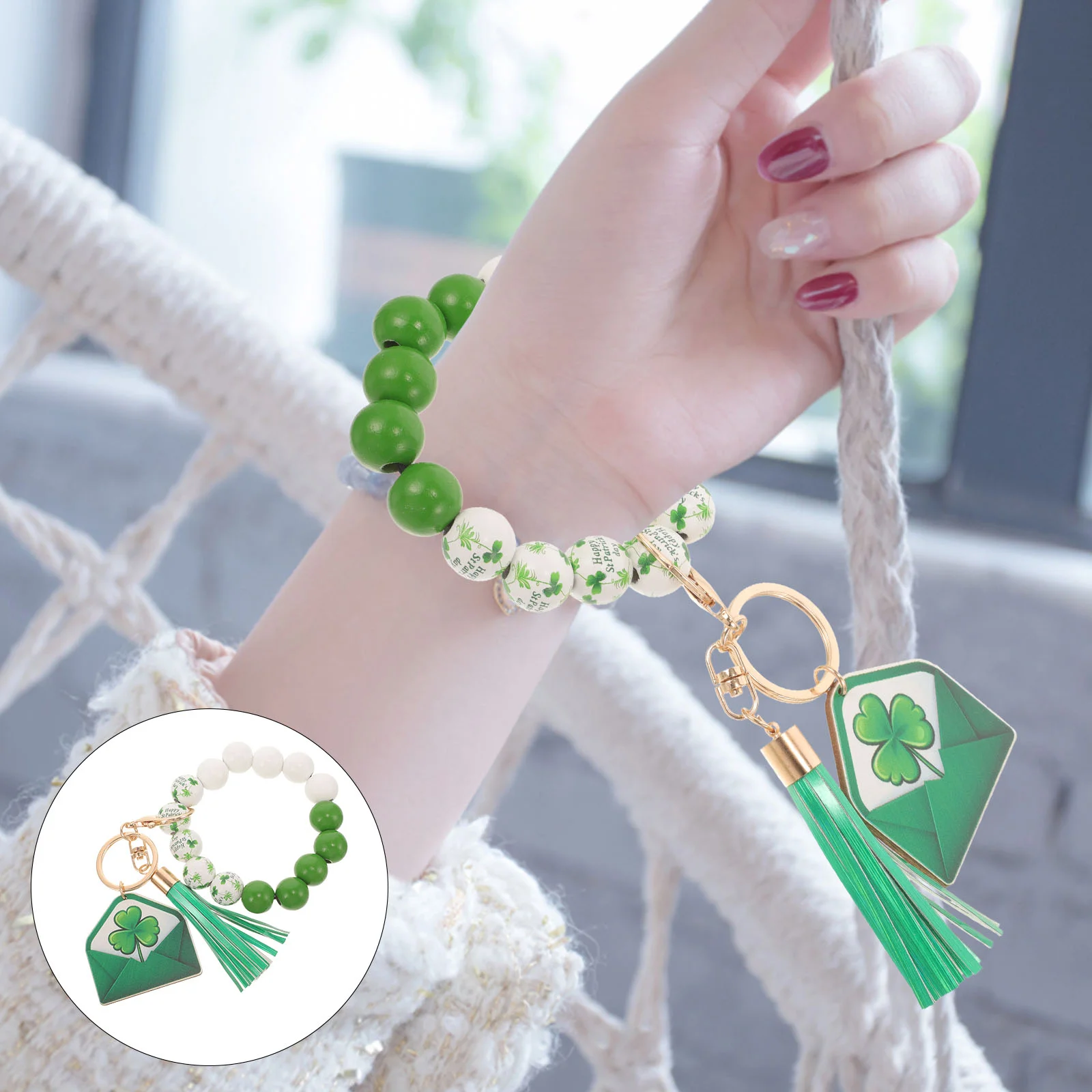 Holiday Ornaments Key Fob St Patrick's Party Favor Patricks Favors Pendant Hand Wrist Chain Jewelry Lucky Miss