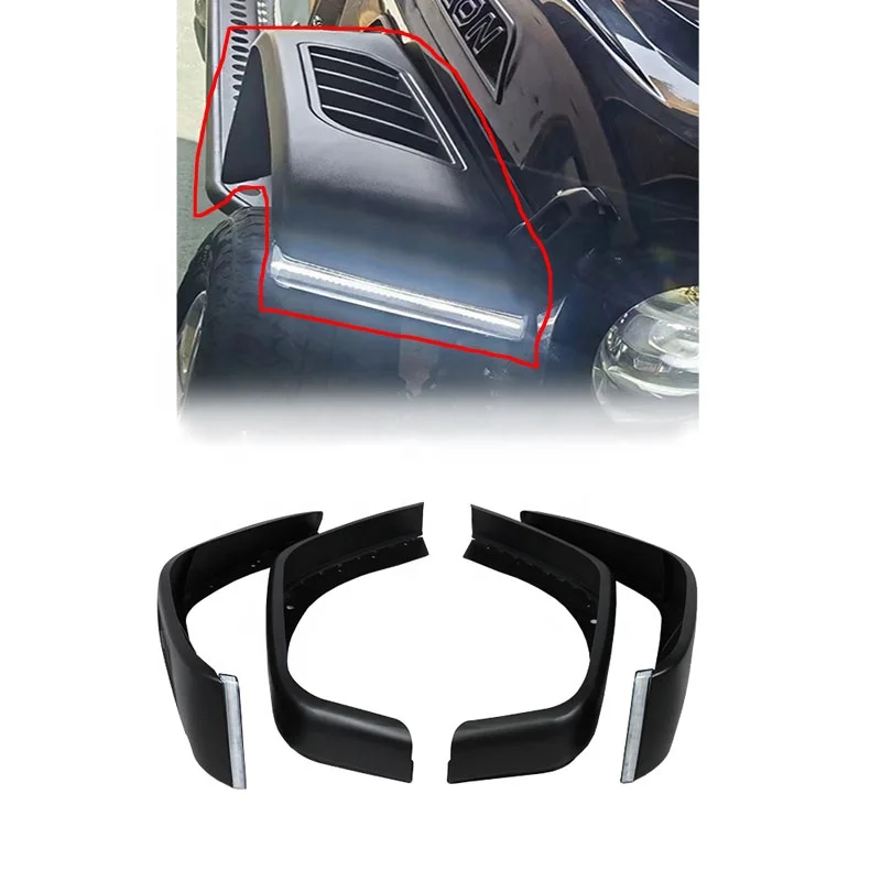 Car Accessories Aluminum Panel Standard Width Fender Flare with Light for Jeep Wrangler JK JL