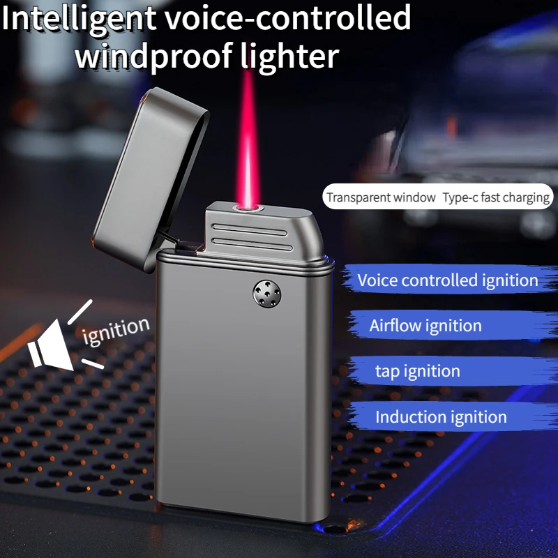 

New Men's Intelligent Voice-controlled Windproof Lighter Metal Inflatable Induction New Personality Creative Cigarette Lighter