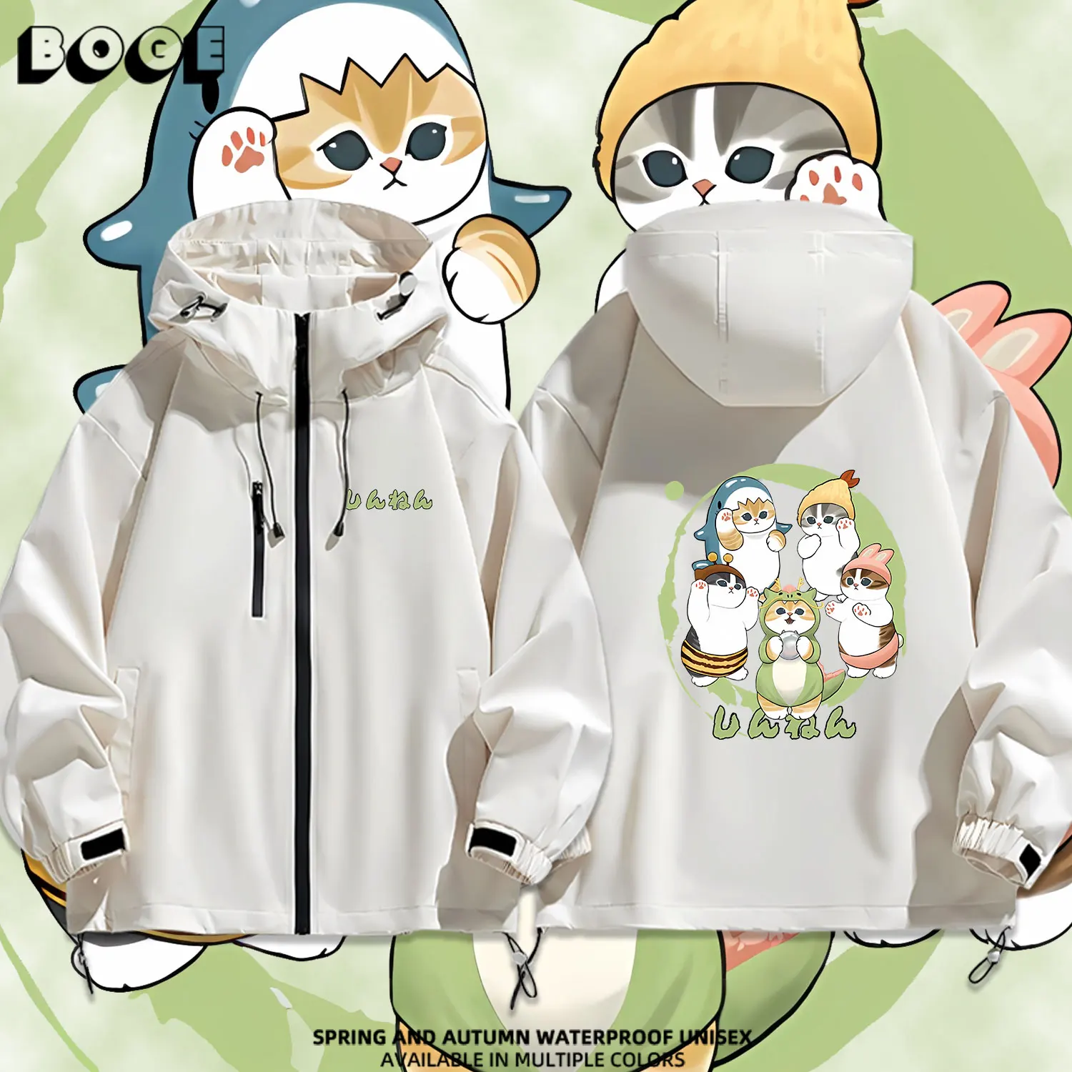 

Thiened Cotton Hooded Jaet Cartoon Anime Design ex Outerwear Waterproof Polyester Fiber Casual Sle for Teens