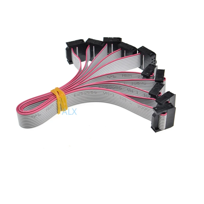 10pcs Fc-10p 20cm 2.54mm Pitch Jtag Avr Isp Download Cable 10p Wire 10pin Gray Flat Ribbon Data Cable For Dc3 Idc Box Header