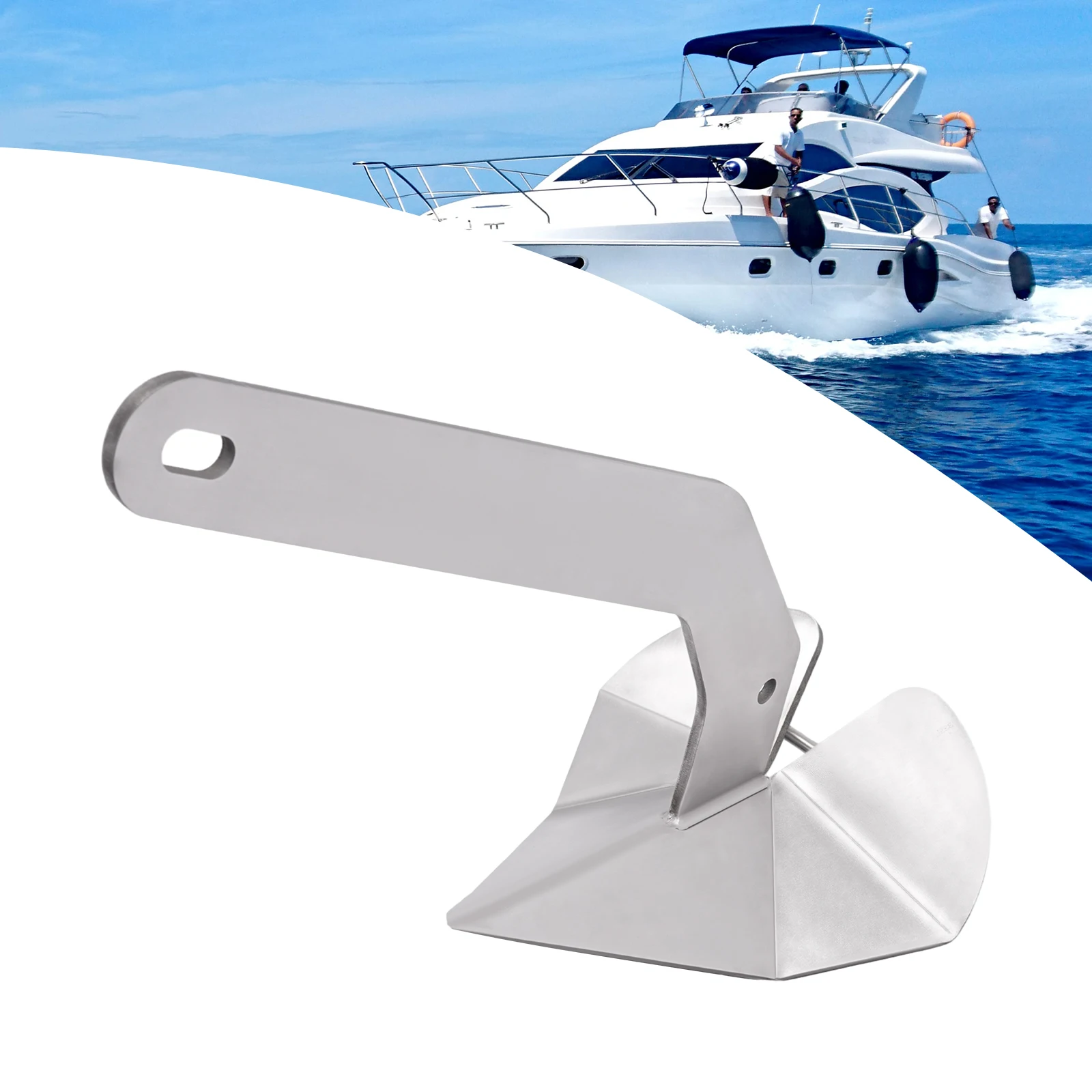 32 lbs Triangular-shaped Boat Anchor One-piece Corrosion-resistant Marine Stainless Steel 316 Wing Style Small Yacht Boat Anchor