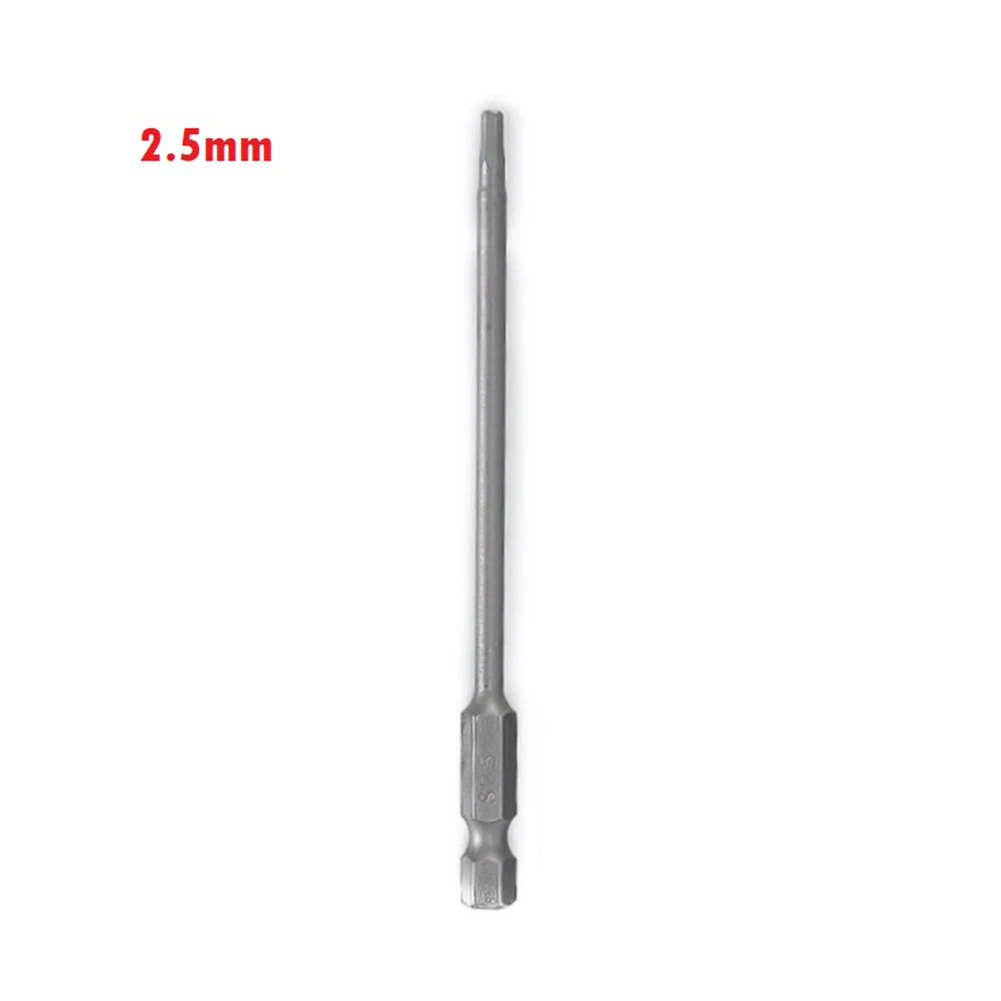 Prata Chave de fenda Bit para cabo ou brocas sem fio, Hex Shank, Hex Shank, Hex Shank, 1/4 "Hex, 100mm, punho magnético, Hexágono