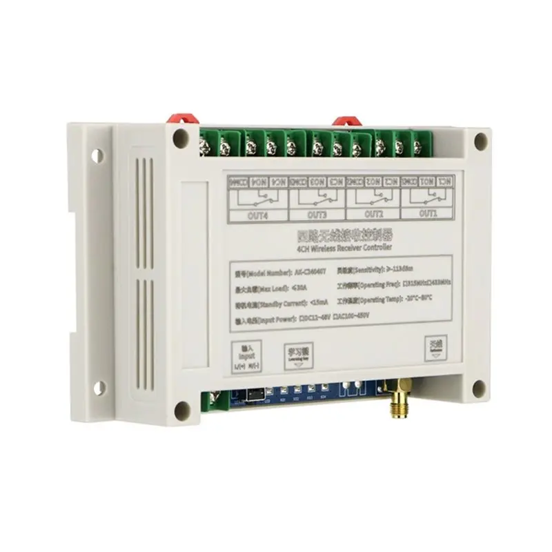 30A 300M DC12V-48V 4CH Wireless Remote Control Garage Door Opener Switch Transmitter LED Light Relay+ Receiver 315Mhz