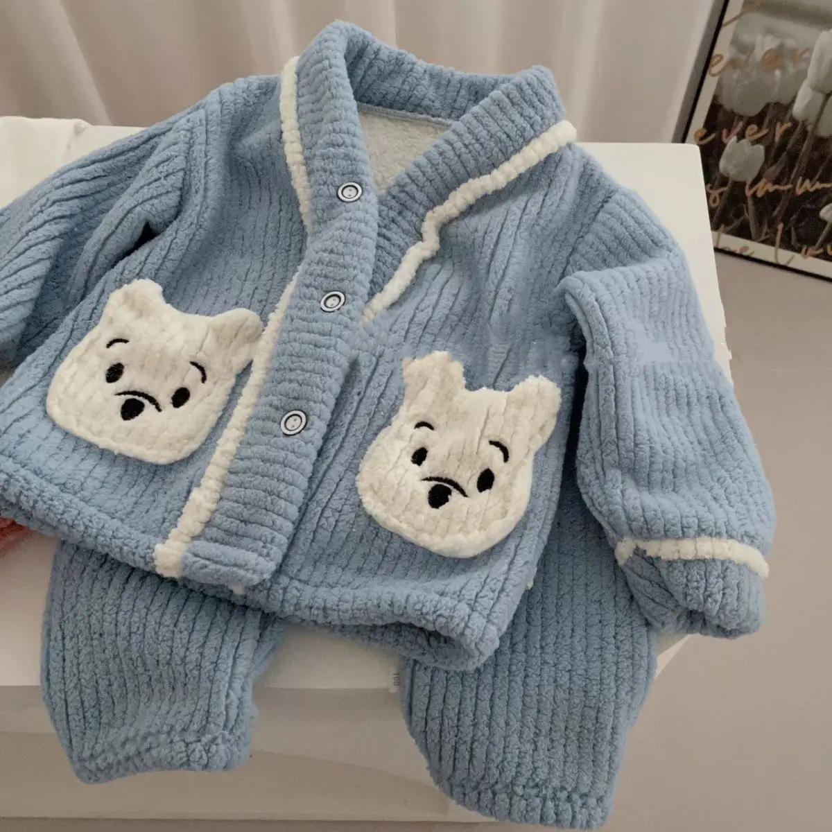 

2022 Autumn and Winter New Children's Pajama Set Boys and Girls Double-Sided Korean Warm Velvet Home Wear Two-Piece Set