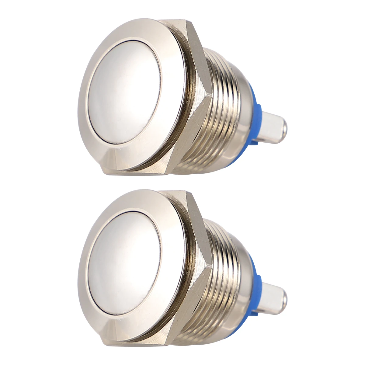

2pcs Metal Pcs Horn Switch 19mm Round Latch Push Button Switch for Circuit Control Horn Button Metal Stainless Steel