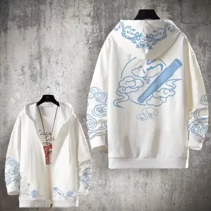 أزياء مو داو تو شي التأثيرية الجامح وي ووشيان التأثيرية لان وانغجي مقنعين الأبيض الرجال هوديس بلوزات النساء الرجال معطف