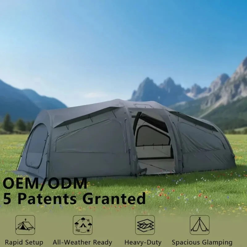 #￥Fast Setup Tunnel Inflatable Tent, Breathable UV Protection Stable, for Outdoor Adventure Camping