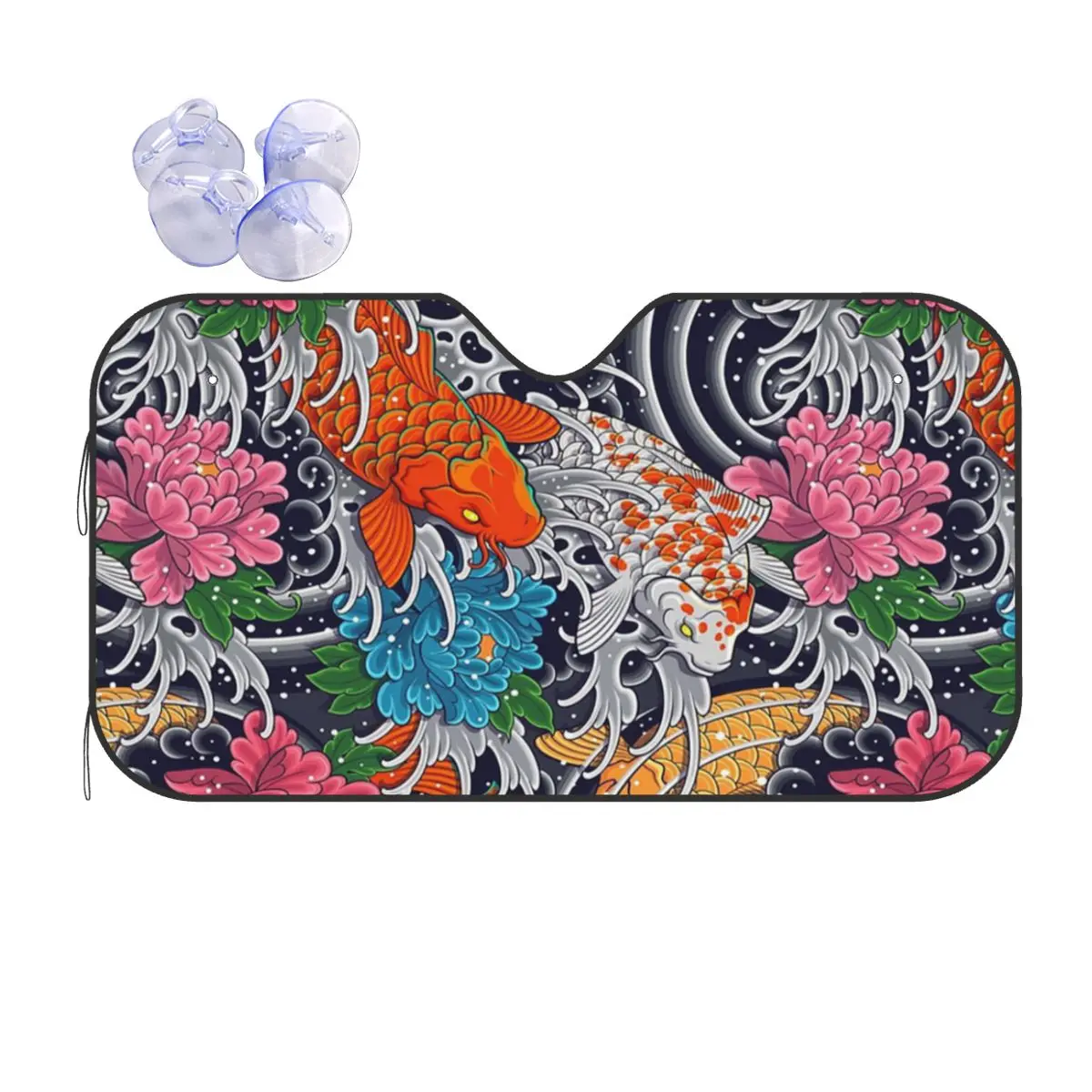 

Koi Fish And Floral Pattern Sunshade Windscreen Car Front Windshield Window Sun Visor Accessories Covers