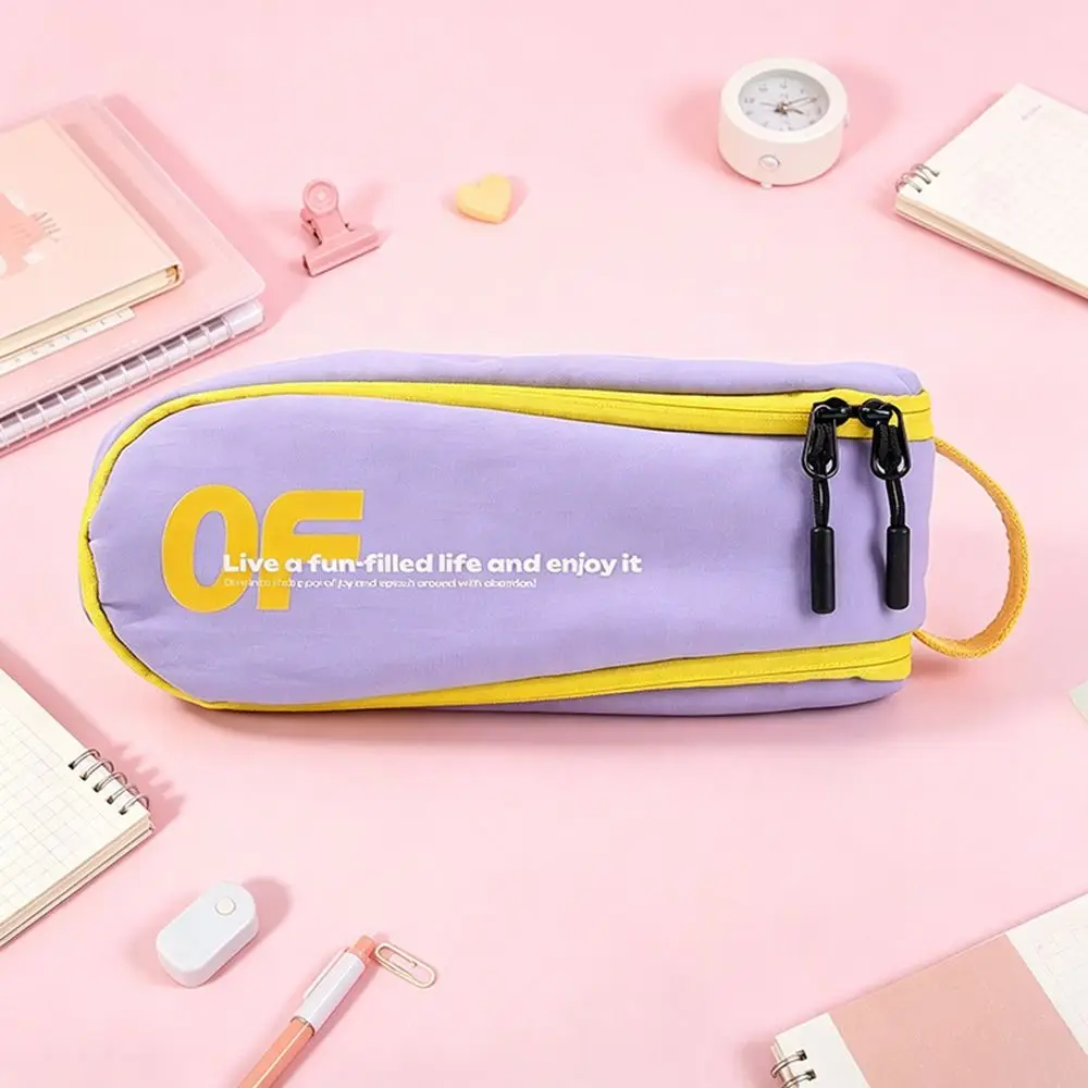 New Back To School Pen Bag Nylon Macaron Color Pencil Case Fresh Creative Stationery Organizer Gift