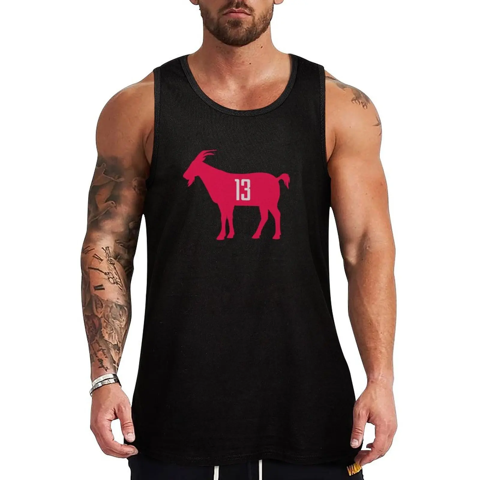 

HOU GOAT - 13- white Tank Top Basic Everyday Tank Top Regular Fit Soft Undershirt