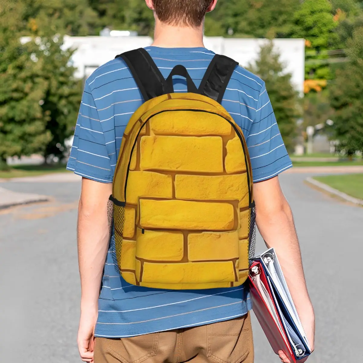 Brick Road Of Yellow Pattern Backpack Student BookBag Kids School Bag Computer Shoulder Bags for Boys Girls
