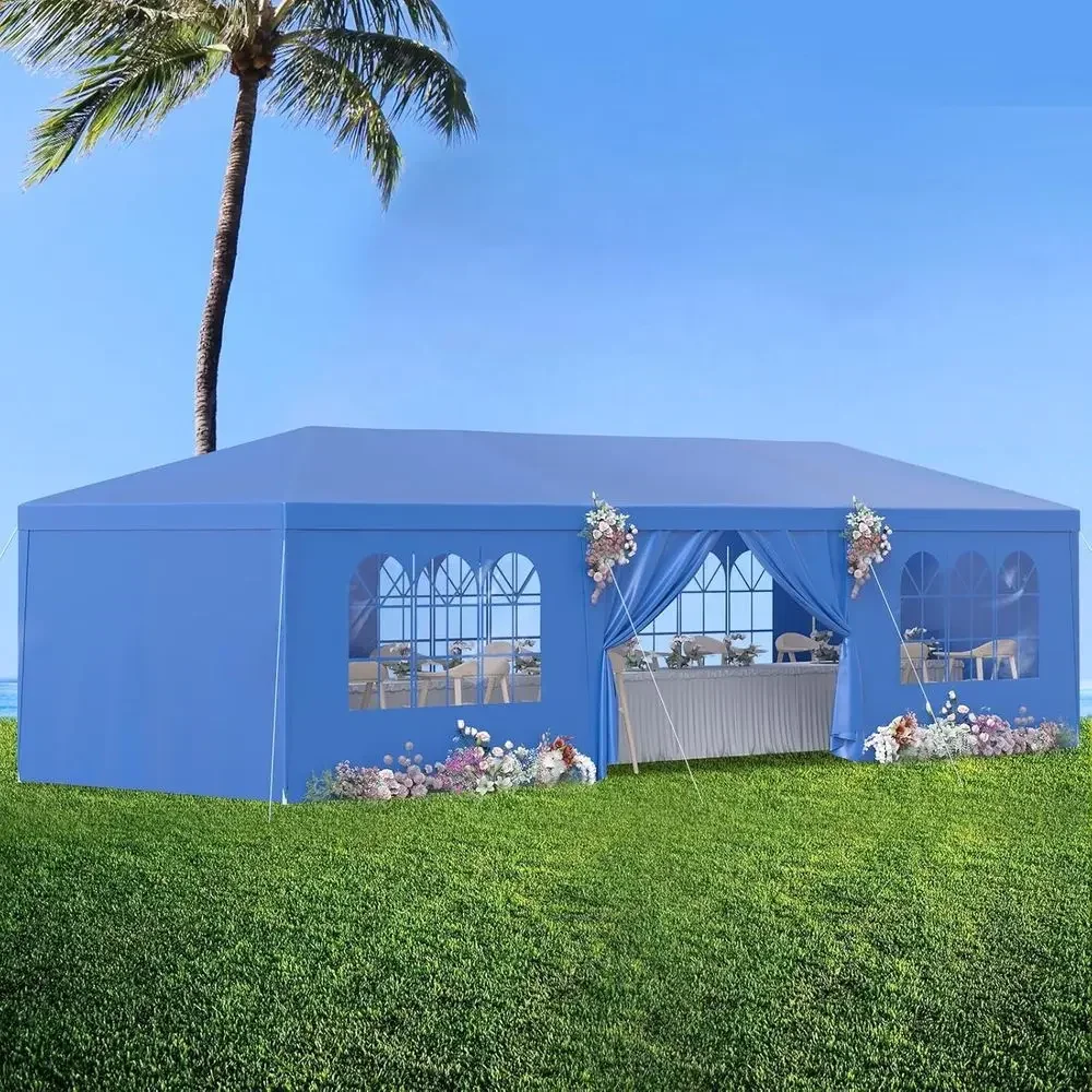 10x30ft Outdoor Party Tent with 8 Removable Sides and Clear Windows for Weddings, Birthdays, and Events