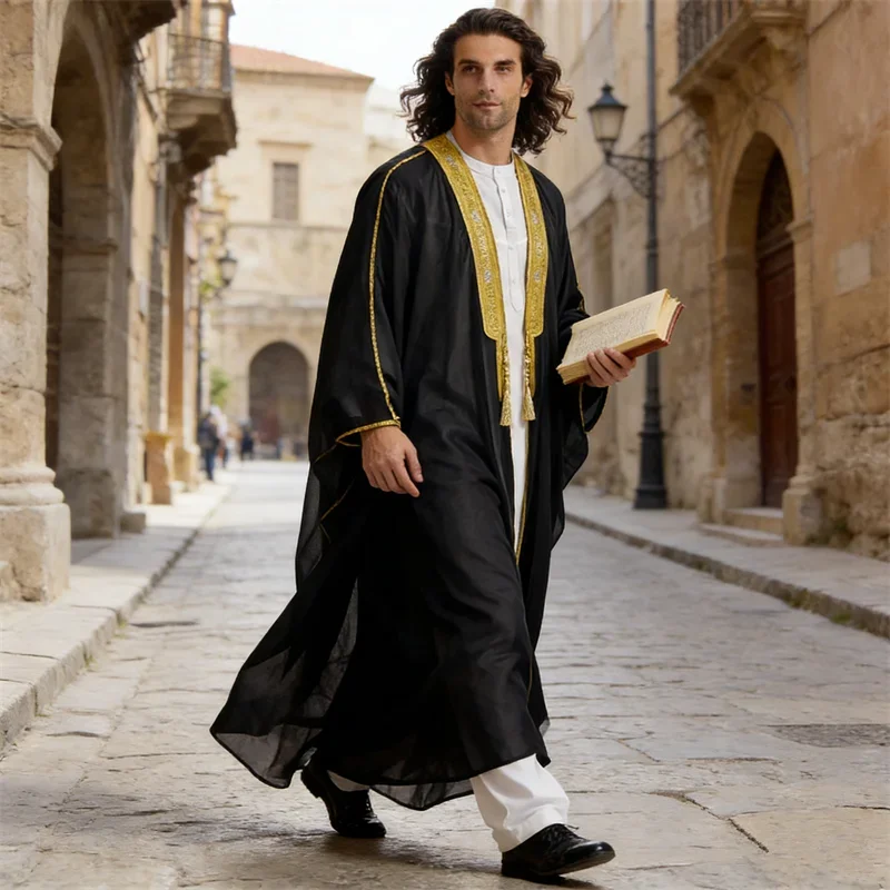Saudi Arab Men Robe Jubba Thobe Muslim Dress Eid Djellaba Ramadan Abaya Kimono Turkey Dubai Kaftan Prayer Caftan Dishdasha