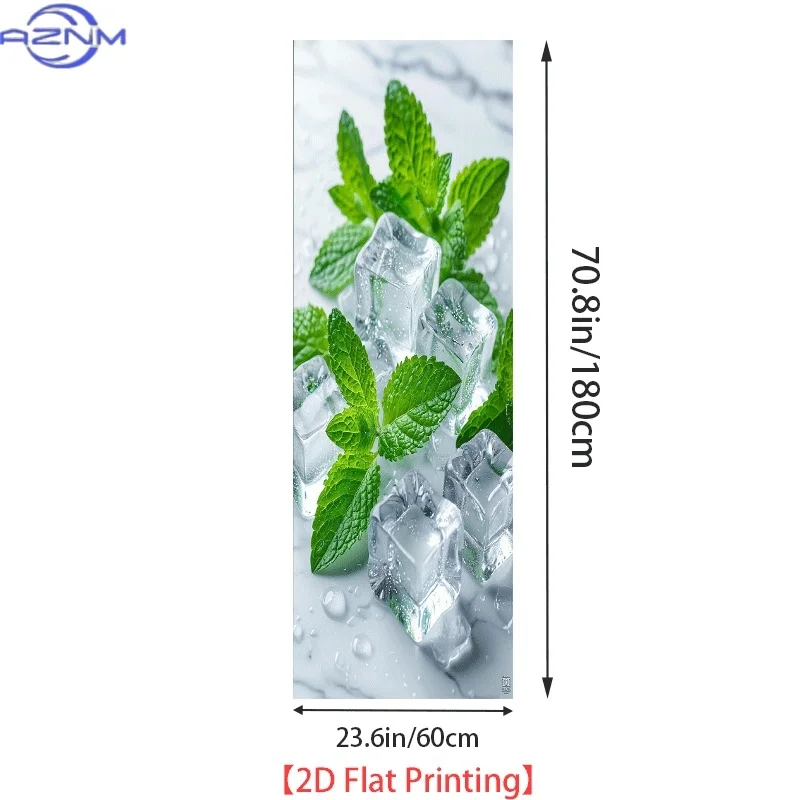 1pc 2D Flat 2D Print 2D Graphic Design Refrigerator Sticker Ice Cubes And Mint Leaves Wall Sticker Self-Adhes
