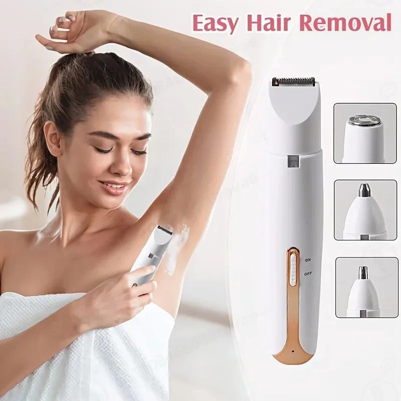 SoftAura 4 in 1 Electric Shaver for Women Portable Rechargeable Razor Trimmer for Face Arms Body Legs Personal Grooming