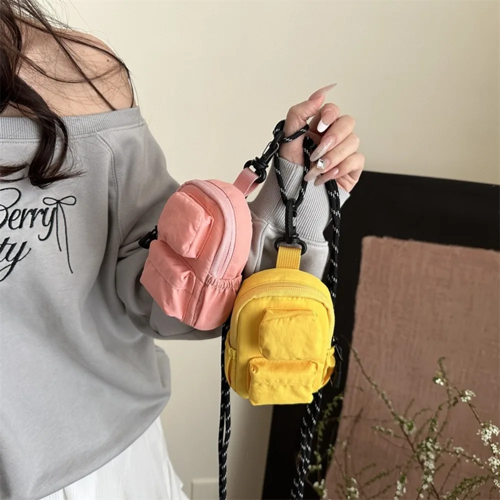 

Nylon Hanging Neck Coin Purse Multifunction Korean Style Lanyard Crossbody Bag Hip Hop Shoulder Bag Lipstick Earphone Bag