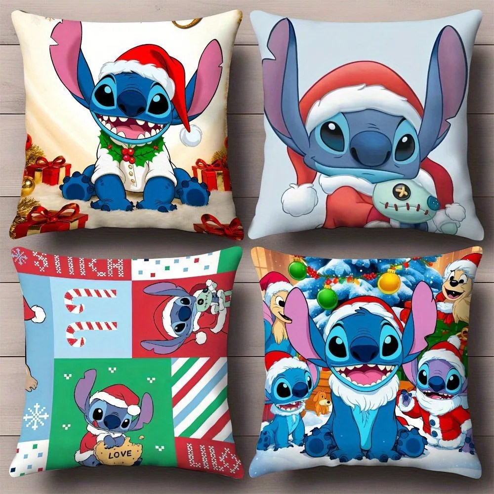 Świąteczna poszewka na poduszkę Kawaii Stitch Pokój dzienny Sofa Poduszka Suite Pokój Dekoracja domu Prezent świąteczny