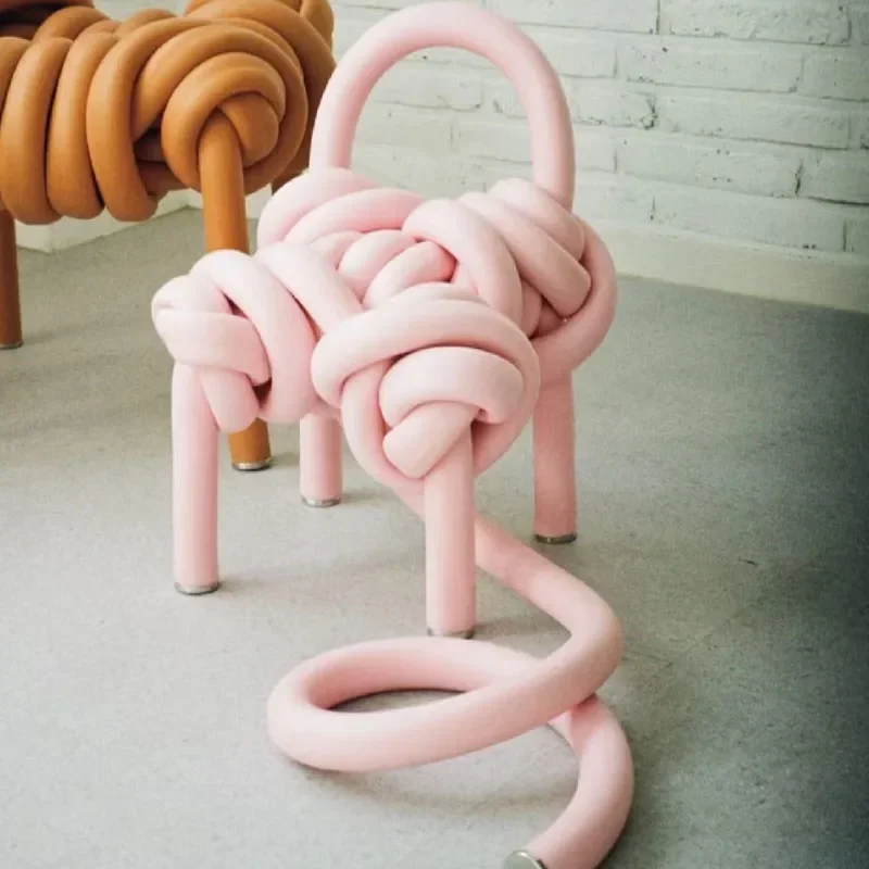 

Simple dining chairs, light luxury, creative Internet celebrity makeup designers, hand-woven fabric bent chairs