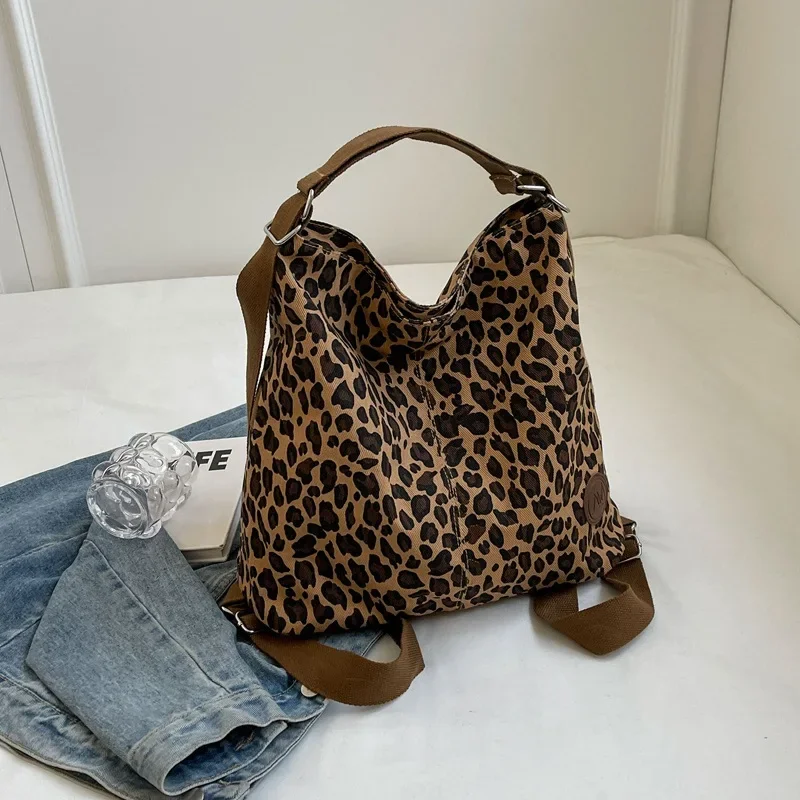 Leopard Print Women Shoulder Bags Canvas Tote Bag for Women Deisgner Bag Fashionable Backpack Crossbody Bag for Women Сумка Sac