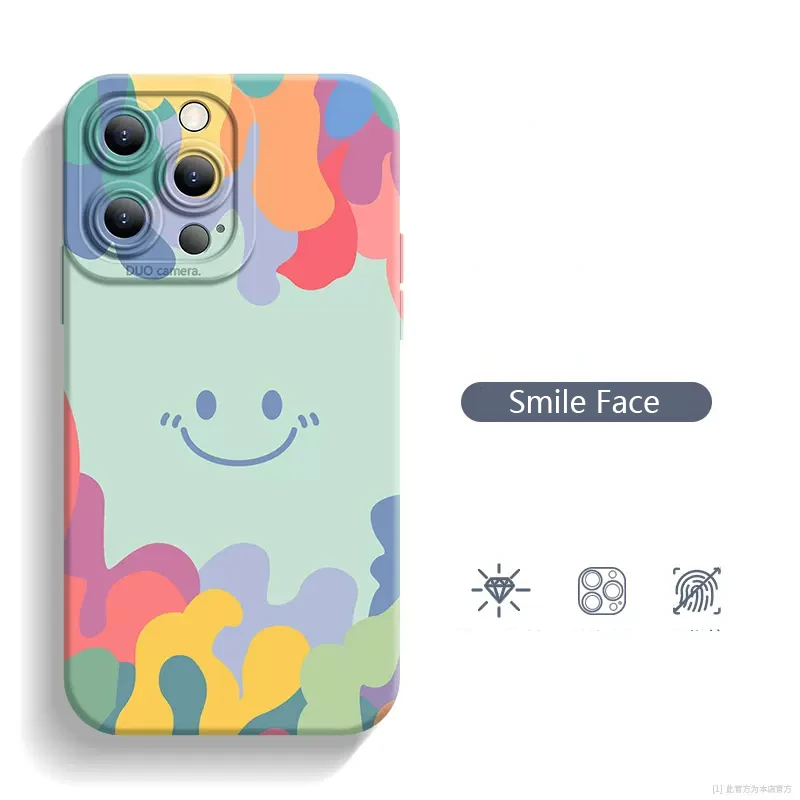 Funda de lujo con cara sonriente de helado para iPhone 16 15 14 13 12 11 Pro Max Mini X XS XR 7 8 Plus SE 2 funda de silicona suave a prueba de