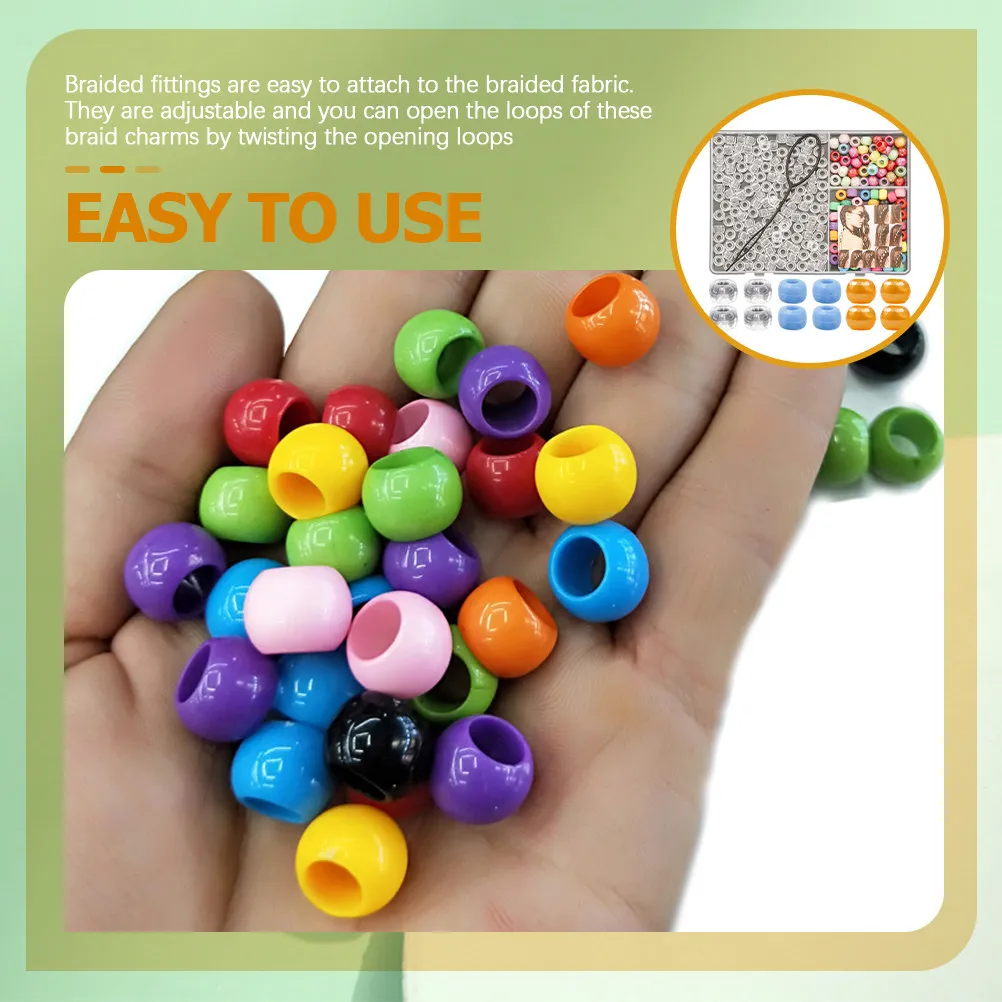 1Set Hair Extension Tools Combination Colored Clear Hair Beads Braid Jewelry Dreadlocks Accessories Suitable for Party Wedding