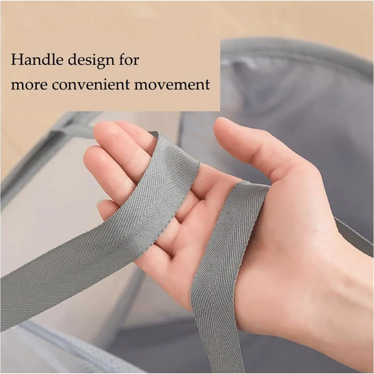 Utility Design Mesh Laundry Hamper Basket, 3 Compartments Laundry Basket, Foldable Up Laundry Hamper with Side Pocket for Laundr