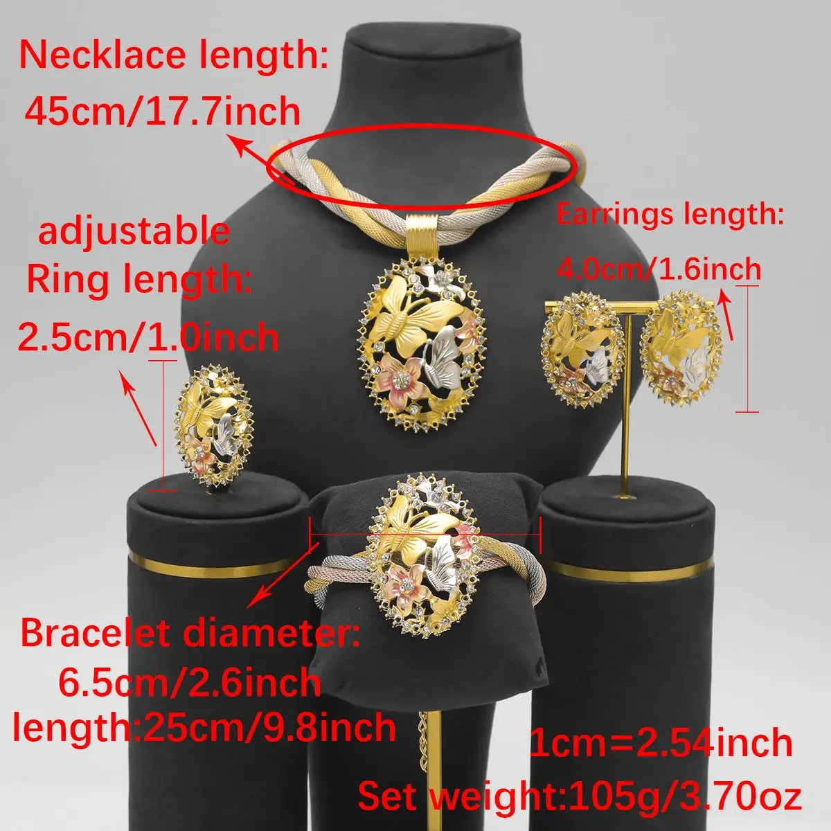 African Necklace Dubai Gold Plated Jewelry Set for Women Wedding Bridal Travel Party Bracelet Earrings Ring Pendant Accessories