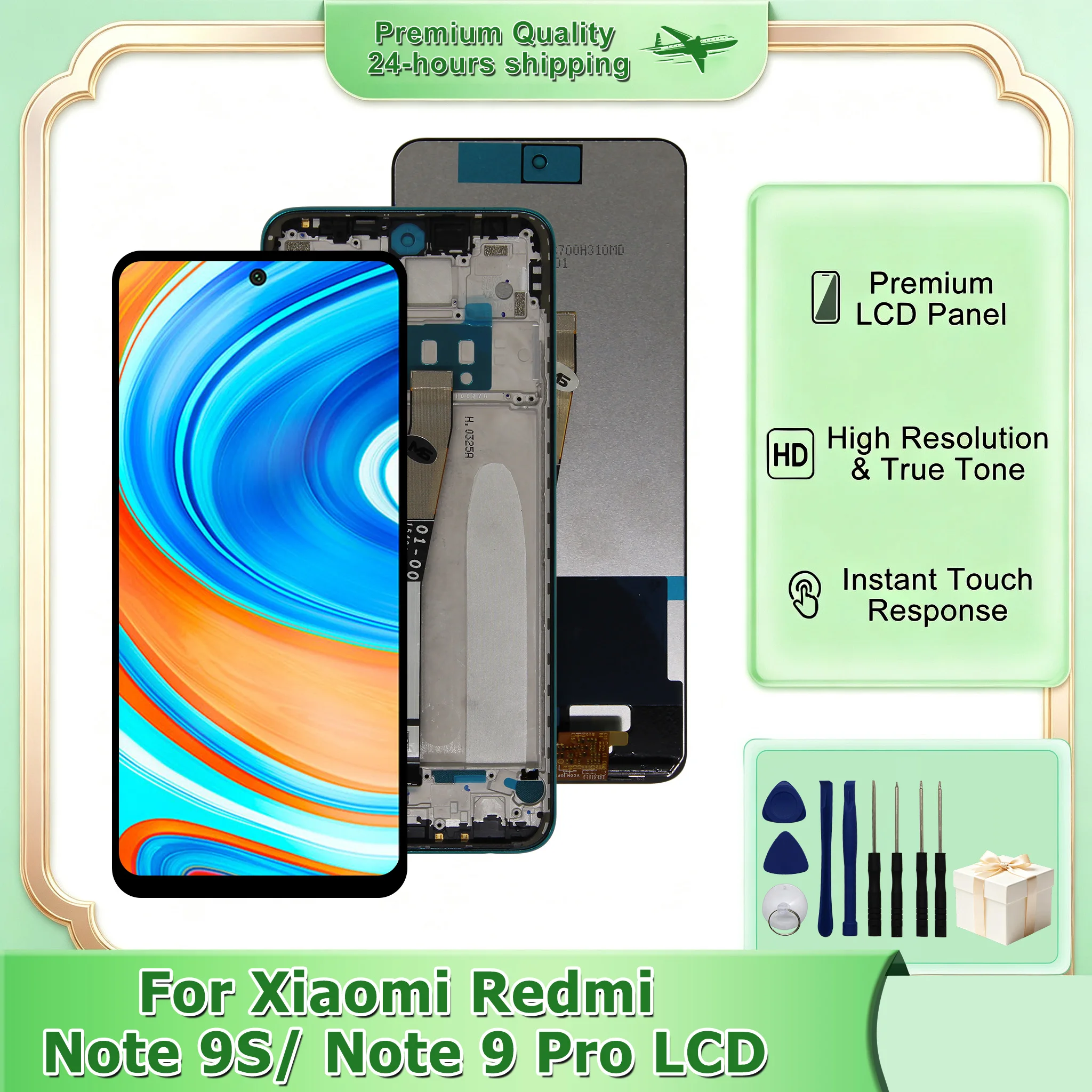 IPS For Xiaomi Redmi Note 9S LCD M2003J6A1G Touch Panel Screen Digitizer Assembly For Redmi Note 9 Pro Display Replacement Parts