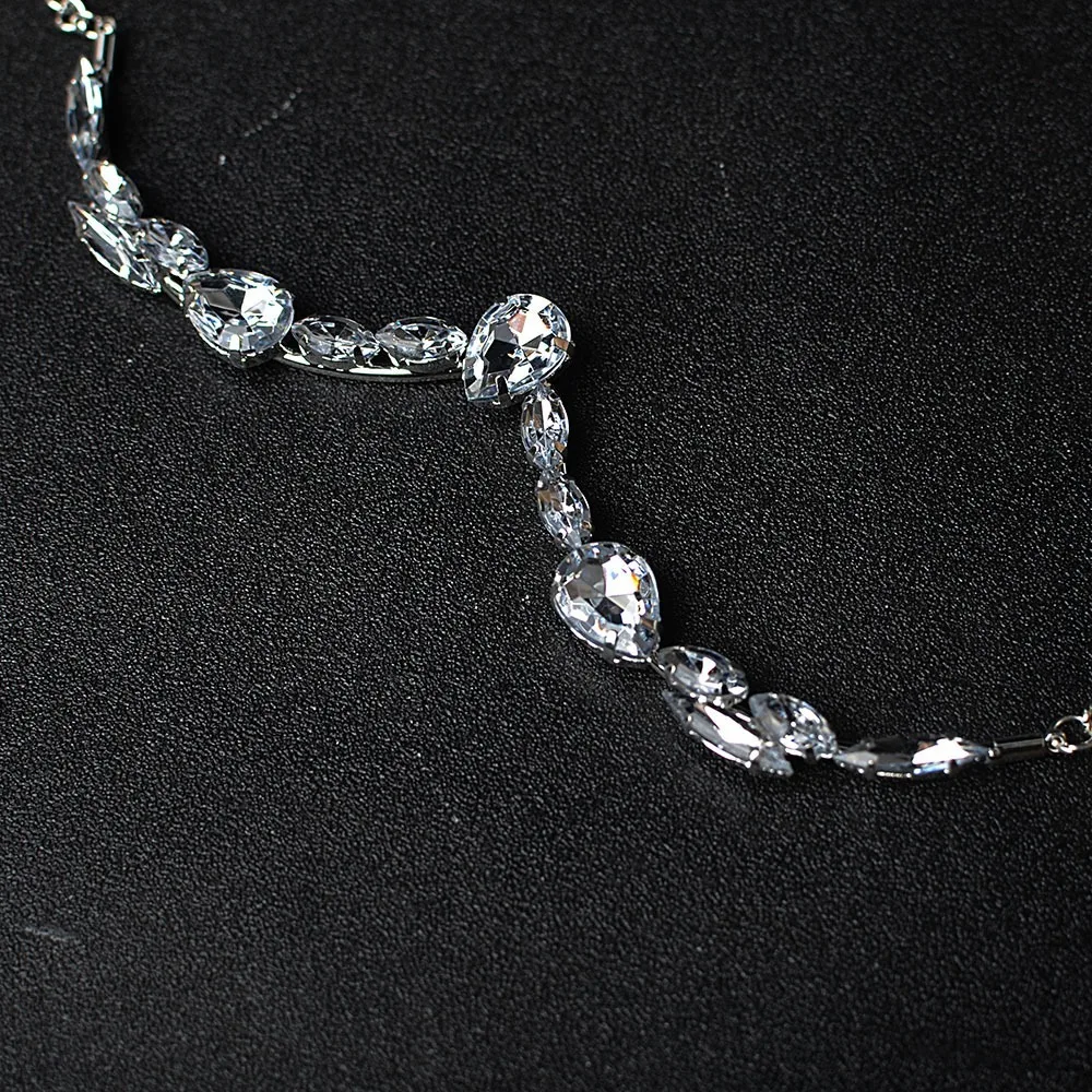 Long Rhinestone Face Chain Luxury Water Drop Shape Half Frame Glasses Chain Shiny Face Jewelry Glitter Mask Decoration Women